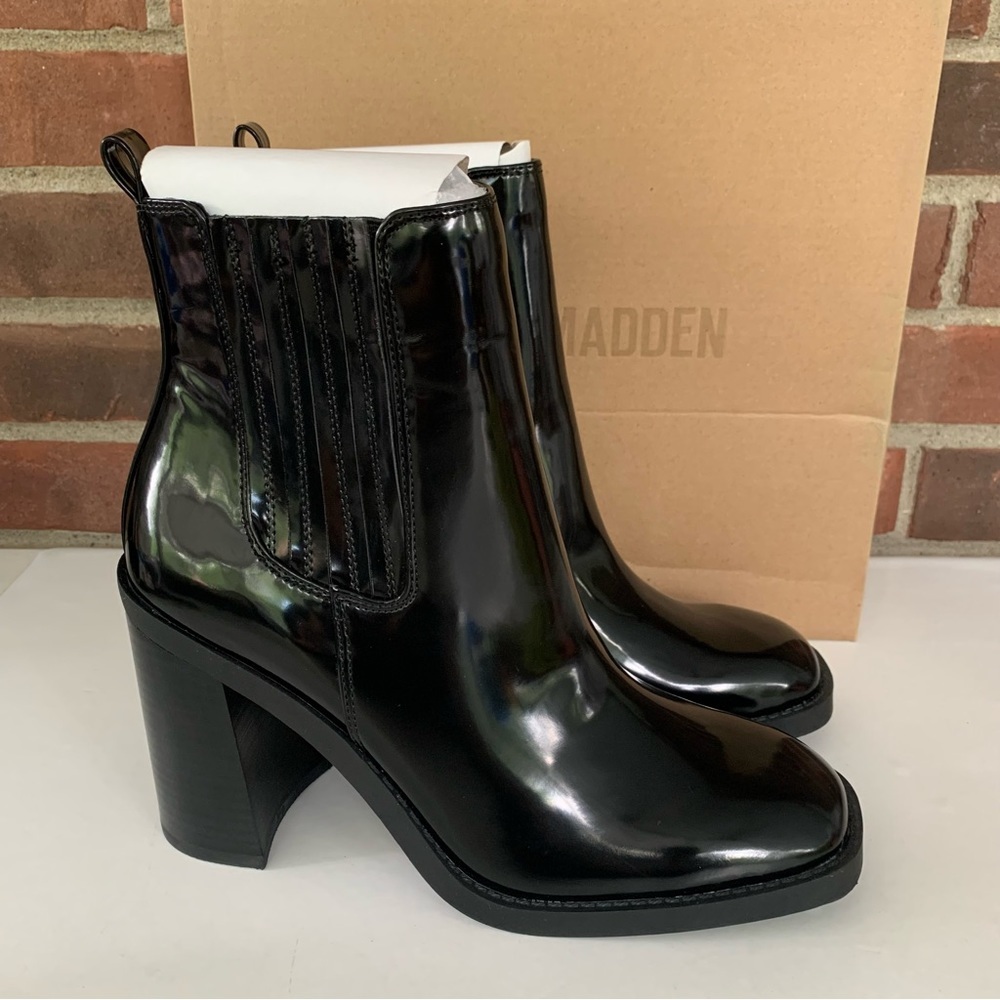 Steve Madden Womens Acker Black Faux Leather Slip On Chelsea Boots Shoes US 9 M